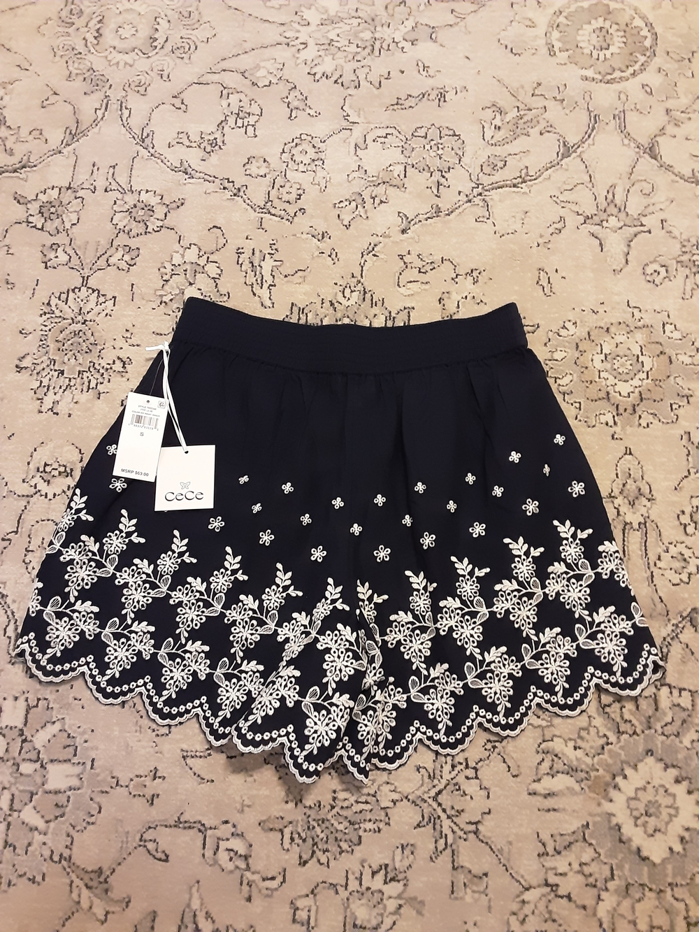 CeCe Navy Shorts with White Eyelet Embroidery - Picture 5 of 5